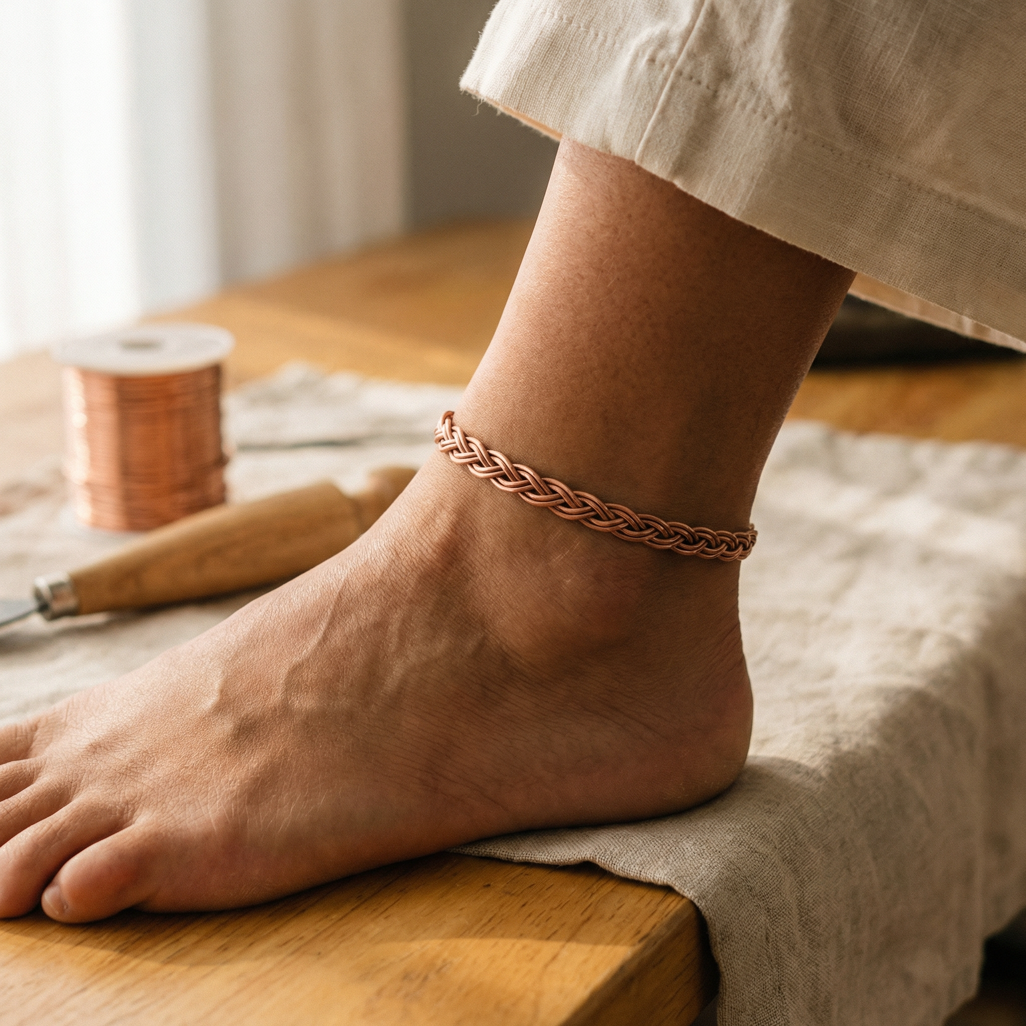 Mara's Reed Copper Anklet