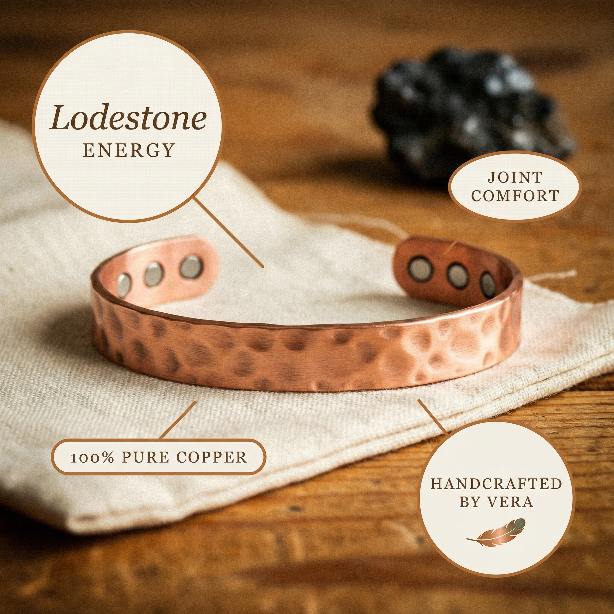 Mara's Lodestone Copper Bracelet