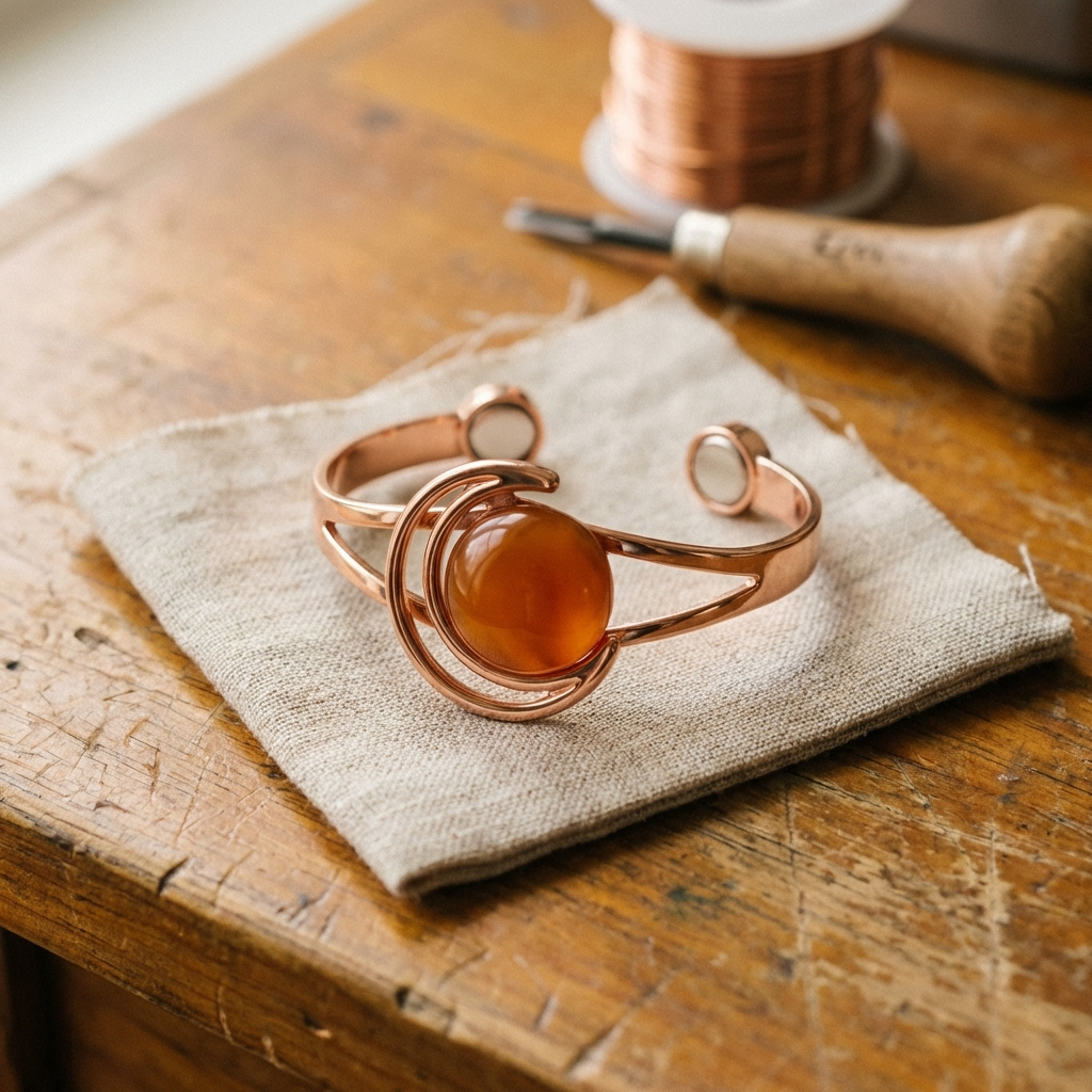 Mara's Sphere Orange Copper Bracelet