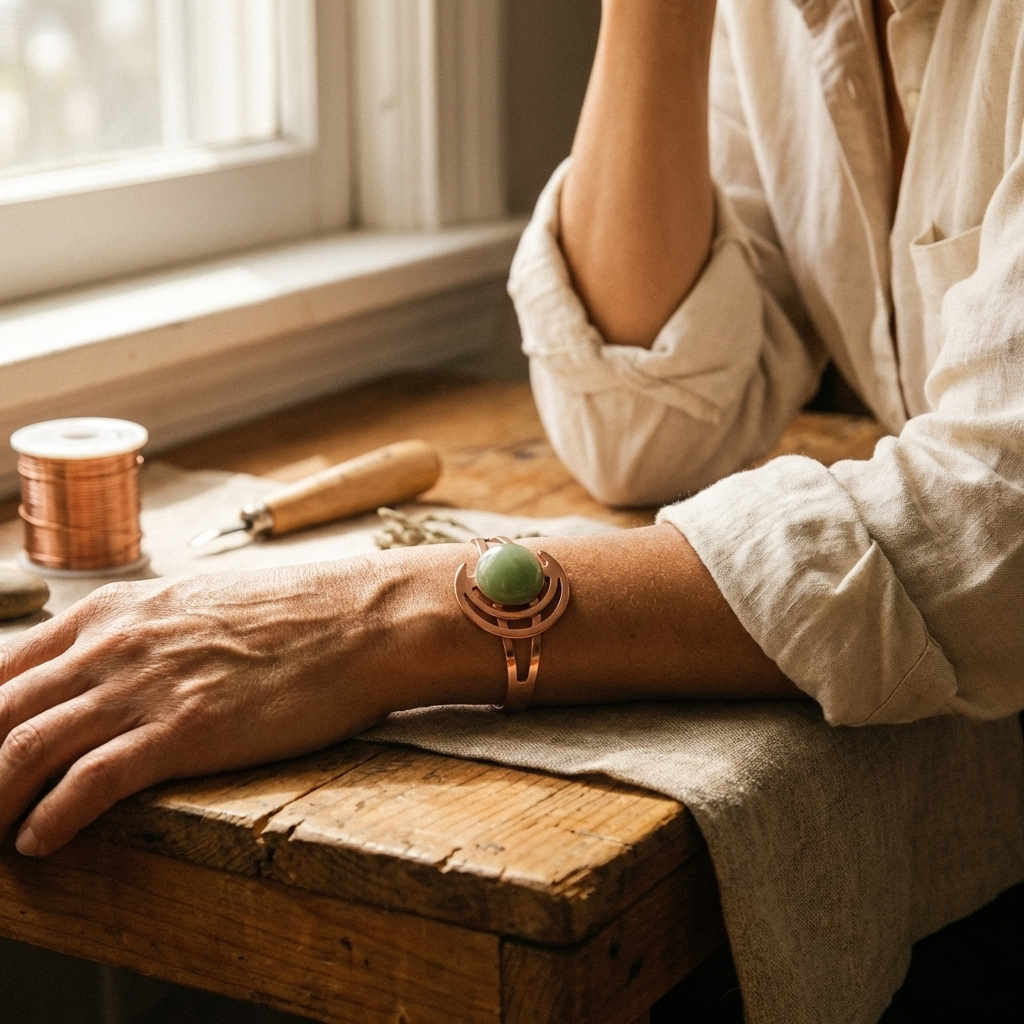 Mara's Sphere Green Copper Bracelet