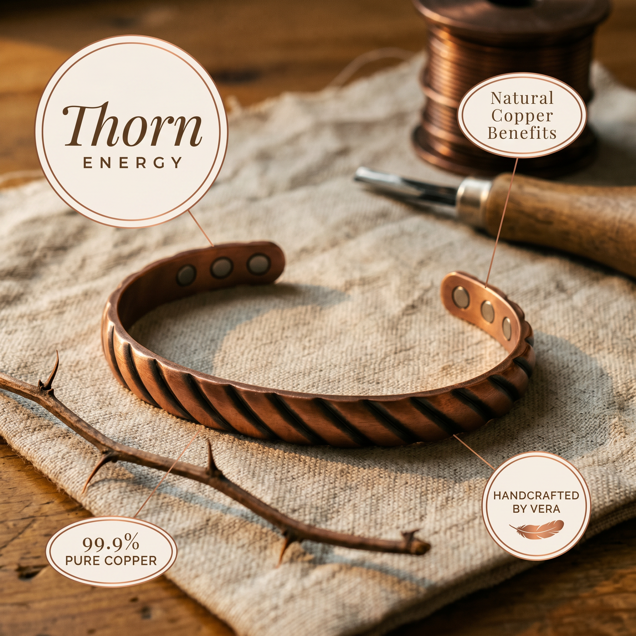 Mara's Thorn Copper Bracelet