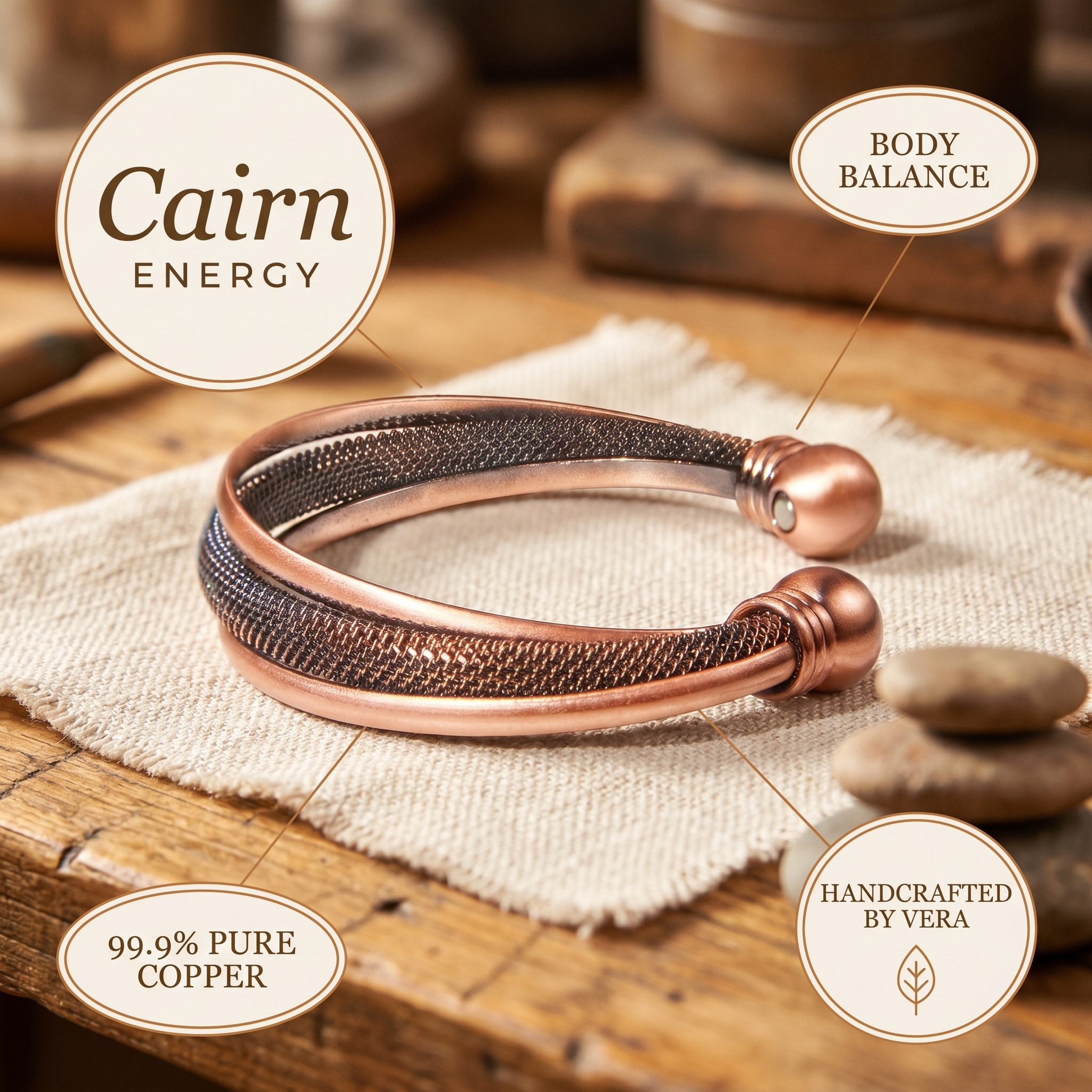 Mara's Cairn Copper Bracelet
